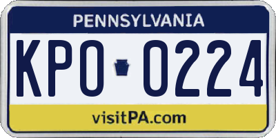 PA license plate KPO0224