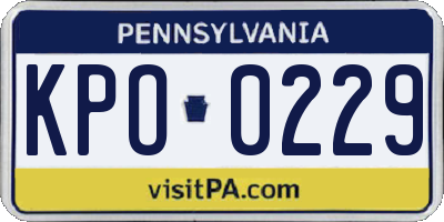 PA license plate KPO0229