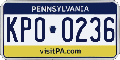 PA license plate KPO0236