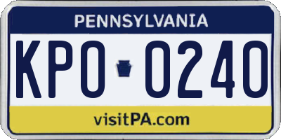 PA license plate KPO0240