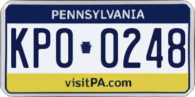 PA license plate KPO0248