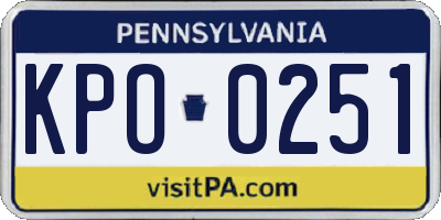 PA license plate KPO0251