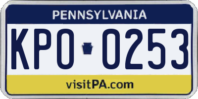 PA license plate KPO0253
