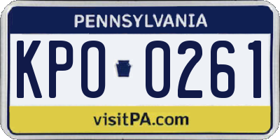 PA license plate KPO0261
