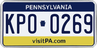 PA license plate KPO0269