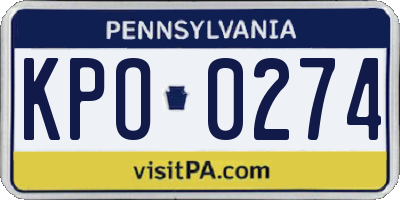 PA license plate KPO0274