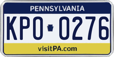 PA license plate KPO0276