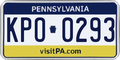 PA license plate KPO0293