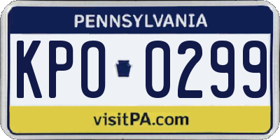 PA license plate KPO0299