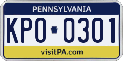 PA license plate KPO0301