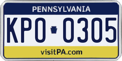 PA license plate KPO0305