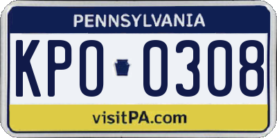 PA license plate KPO0308