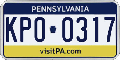 PA license plate KPO0317