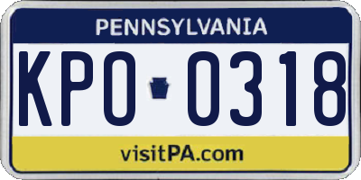 PA license plate KPO0318