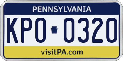 PA license plate KPO0320