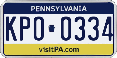 PA license plate KPO0334