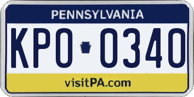 PA license plate KPO0340