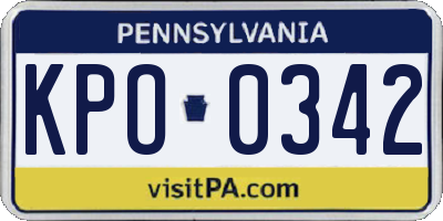 PA license plate KPO0342