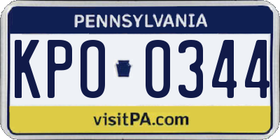 PA license plate KPO0344