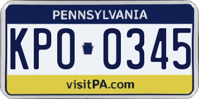 PA license plate KPO0345