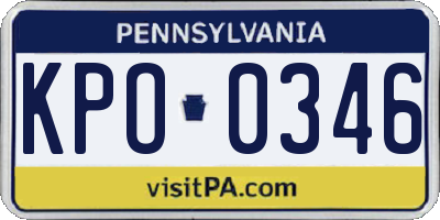 PA license plate KPO0346