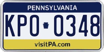 PA license plate KPO0348