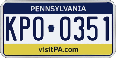 PA license plate KPO0351