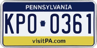 PA license plate KPO0361