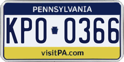 PA license plate KPO0366