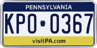 PA license plate KPO0367