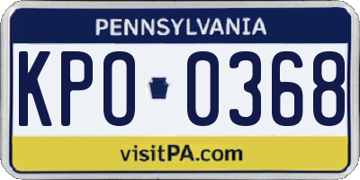 PA license plate KPO0368