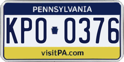 PA license plate KPO0376