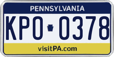 PA license plate KPO0378