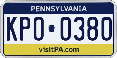 PA license plate KPO0380