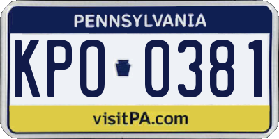 PA license plate KPO0381