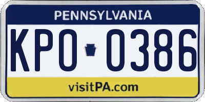 PA license plate KPO0386