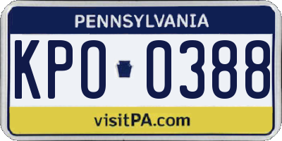 PA license plate KPO0388