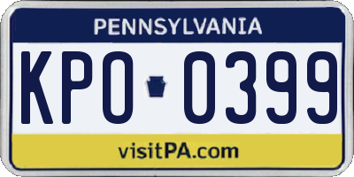 PA license plate KPO0399