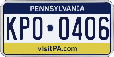 PA license plate KPO0406