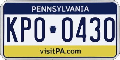 PA license plate KPO0430