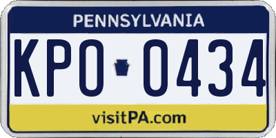PA license plate KPO0434