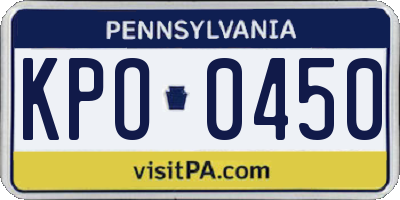 PA license plate KPO0450