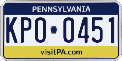PA license plate KPO0451