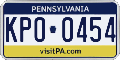 PA license plate KPO0454