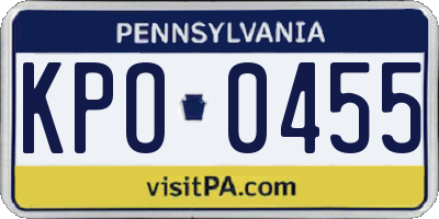 PA license plate KPO0455