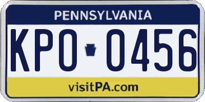 PA license plate KPO0456