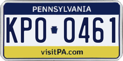 PA license plate KPO0461