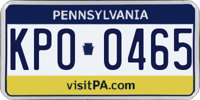 PA license plate KPO0465