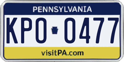 PA license plate KPO0477