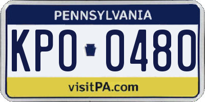 PA license plate KPO0480
